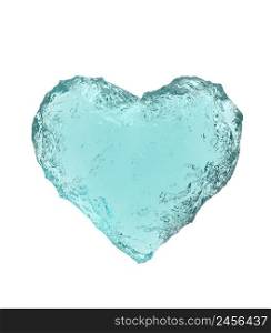 Heart shaped ice isolated on white background. 3D illustration.