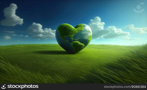 heart shaped planet on green grass for earth day