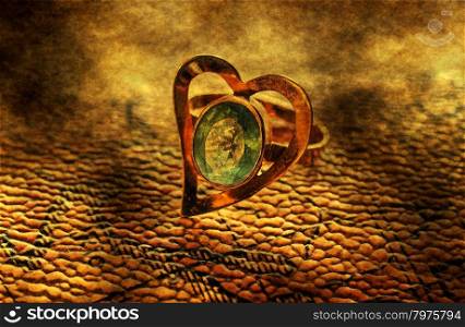 Heart shaped ring grunge concept
