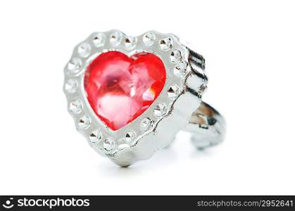 Heart shaped ring isolated on the white background