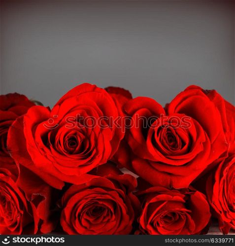 Heart shaped roses. Bouquet of heart shaped roses for Valentines day