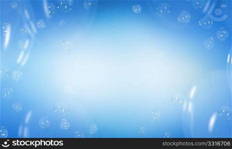 heart shaped soap bubbles over blue background