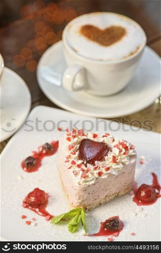 heart-shaped valentine cake. tasty heart shaped valentine cake