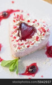 heart-shaped valentine cake. tasty heart shaped valentine cake