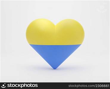 Heart shaped with national flag of Ukraine. 3D rendering illustration