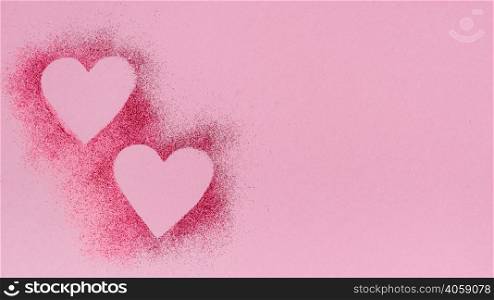 heart shapes from glitter powder