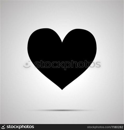Heart simple modern black icon with shadow. Heart simple black icon