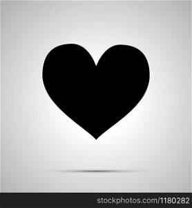 Heart simple modern black icon with shadow. Heart simple black icon