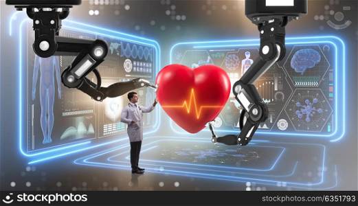Heart surgery done by robotic arm