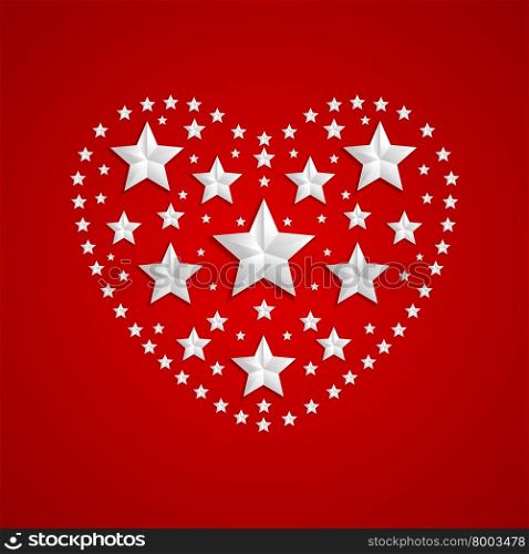 Heart symbol made of gray stars on red background. Heart shape symbol made of gray stars on red background. Happy Valentine Day graphic design