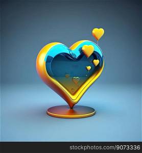 Heart, symbol of love on a blue background. Heart-shaped emoticon. Generative AI