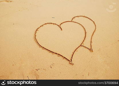 Heart symbol on caribbean beach in Dominican Republic