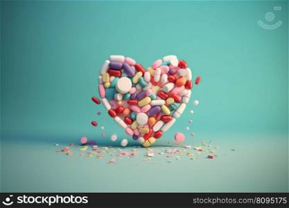 Heart tablet and pills. Vitamin health. Generate Ai. Heart tablet and pills. Generate Ai