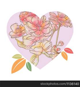 Heart Valentine?s day with floral patterns beautiful delicate vintage floral pattern red love