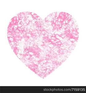 Heart with abstract pink background. White and pink spots and dots. Texture of sea coral or marble. Suitable for design wedding invitations and Valentine&rsquo;s Day.. Heart with abstract pink background.