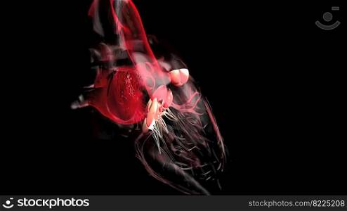 heart with blood action close up 3d illustration. heart with blood action close up illustration