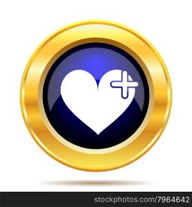 Heart with cross icon. Internet button on white background.