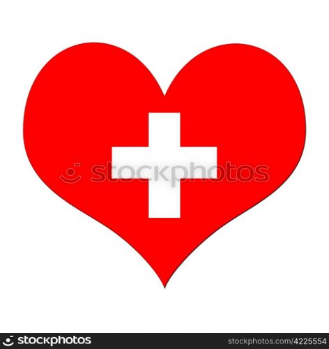 Heart with red cross.