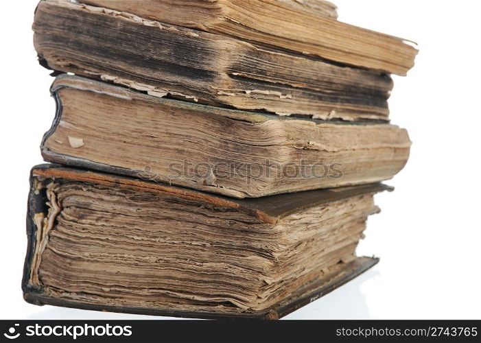 hearth of old books. Isolated on white background