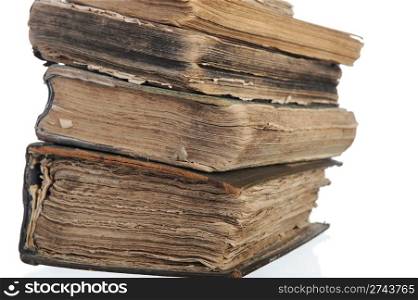 hearth of old books. Isolated on white background