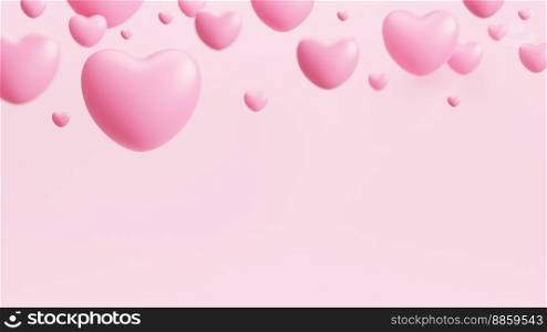 Hearts background Valentine’s day banner 3D render