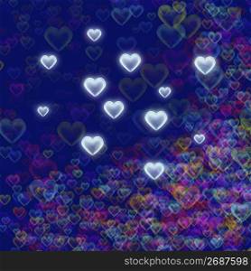 Hearts design on blue background