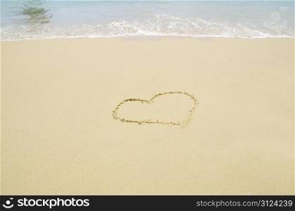 hearts drawn in the sand