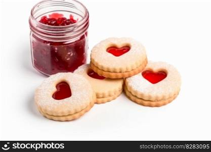 Hearts jam cookies valentines day. Sweet tasty. Generate Ai. Hearts jam cookies valentines day. Generate Ai