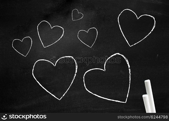 Hearts on a blackboard
