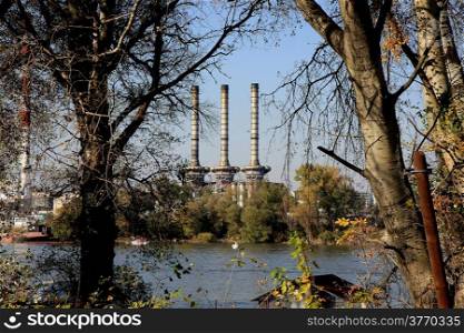 Heating plant on the coast of Sava river,Belgrade,Serbia