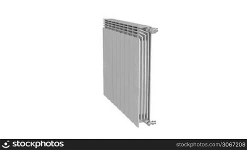 Heating radiator rotates on white background