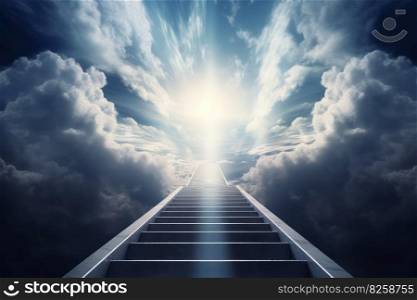 Heaven afterlife stairs sunlight. Way religion. Generate Ai. Heaven afterlife stairs sunlight. Generate Ai