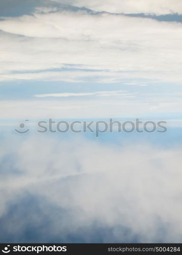 heaven and clouds view of Kefalonia from airplane