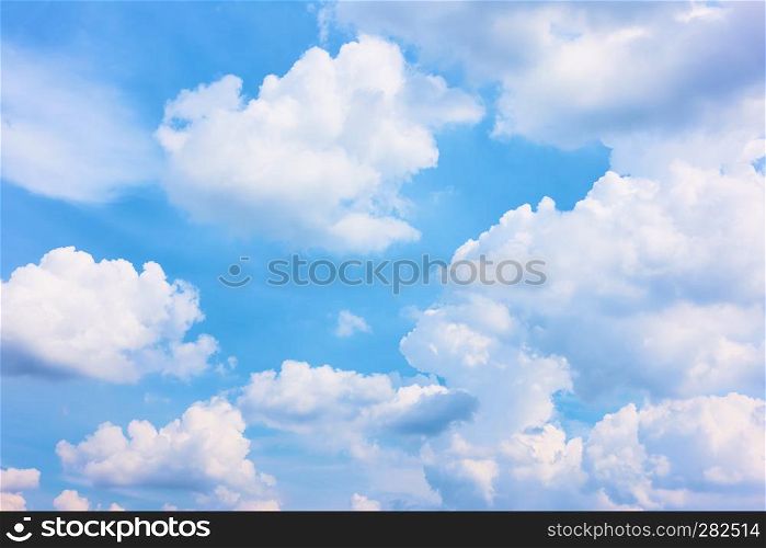 Heavens - Blue sky with white cumulus clouds, may be used as background