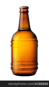 Heavy beer bottle isolated on white background