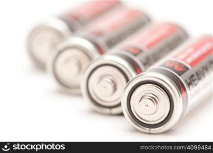 Heavy Duty AA Batteries on a White Background.