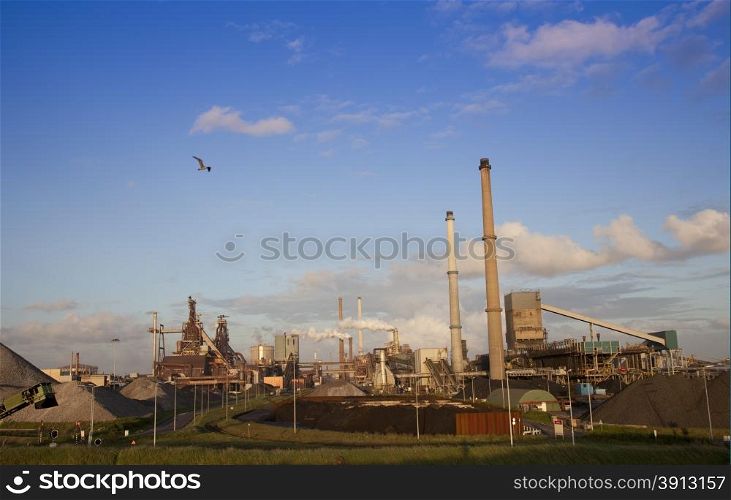 Heavy steel industry at huge steel factory