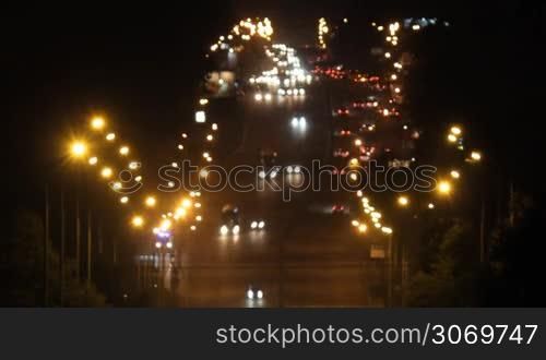 heavy traffic on the freeway at night