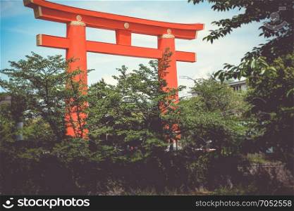 Heian Shrine torii gate in Kyoto, Japan. Heian Shrine torii gate, Kyoto, Japan