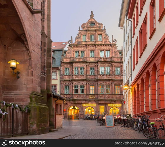 HEIDELBERG, GERMANY - APRIL 24: Diners at Hotel Ritter restaurant in old town on 24 April 2013. The ornate hotel was built in 1592