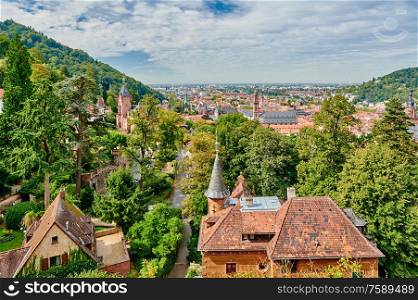 Heidelberg town on Neckar river in Baden-Wurttemberg, Germany