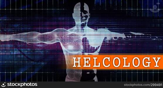 Helcology Medical Industry with Human Body Scan Concept. Helcology Medical Industry