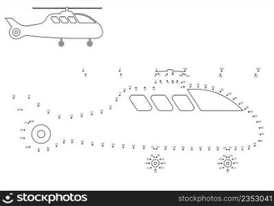 Helicopter Icon Dot To Dot, Air Transport Icon, Vehicle Vector Art Illustration