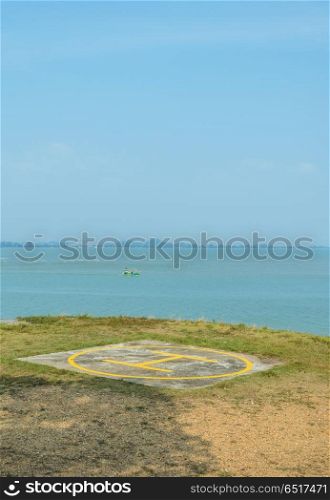Helicopter pad by the sea