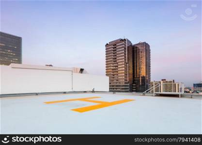 helipad for helicopter on roof top building for people transportation