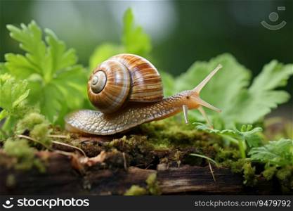 Helix pomatia also Roman snail, Burgundy snai. Generative AI
