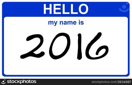 hello my name is 2016 blue sticker