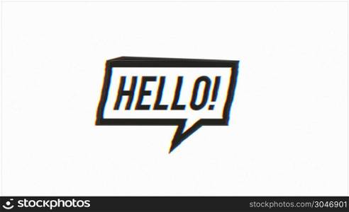 Hello Speech Bubble Sign With Glitch Effects