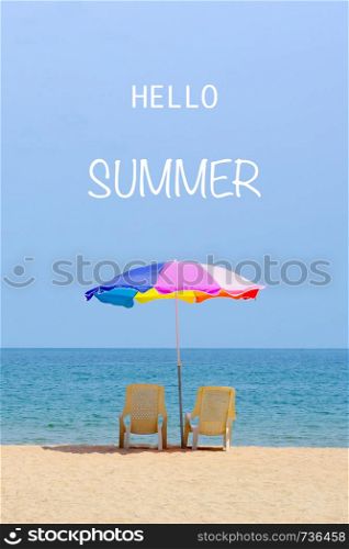 Hello summer on sea beach background, holiday banner