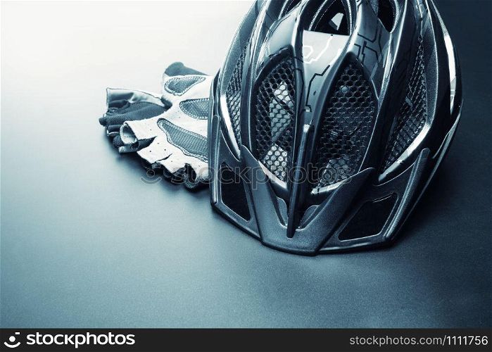 Helmet and gloves - bicycle accessories